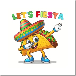 Tacos Dabbing Let's Fiesta Cinco De Mayo Mexican Posters and Art